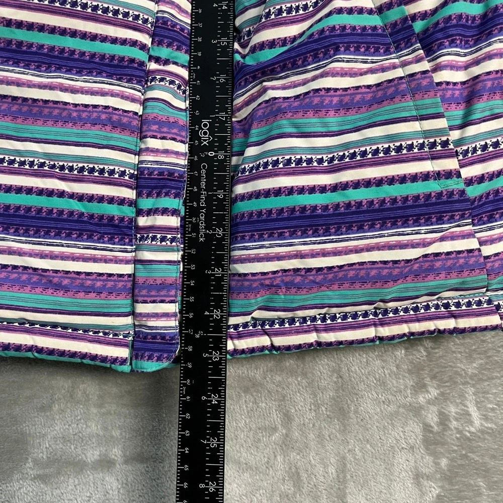 Columbia Girls Purple Teal Striped Insulated Puffer Winter Jacket Hooded L 14/16